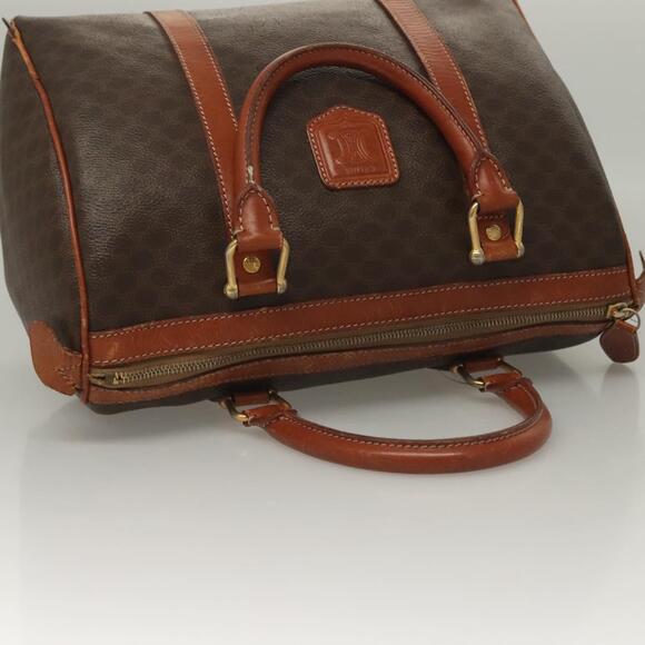 CELINE Macadam Canvas Hand Bag Pvc Leather Brown Gold - Picture 6 of 12